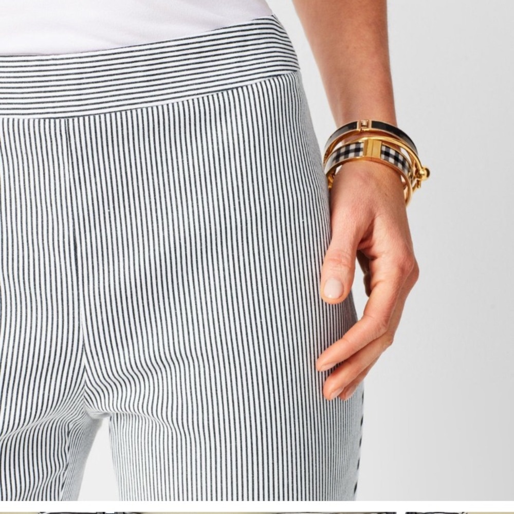 Talbots Black and White Striped Cropped Pants